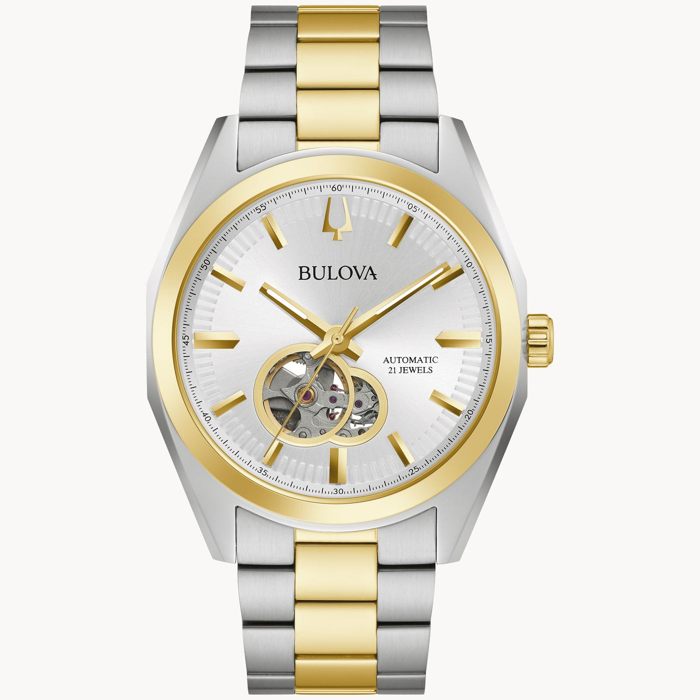 Gents Two-tone Bulova "Surveyor" with a Silver-Tone Dial and Skeleton Chronographs