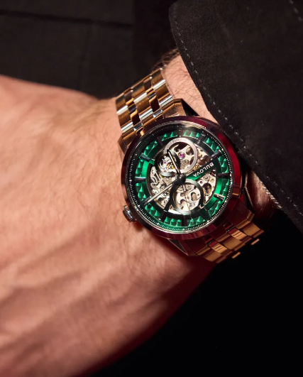 Gents Stainless Steel Bulova "Sutton" with Green Skeleton Dial