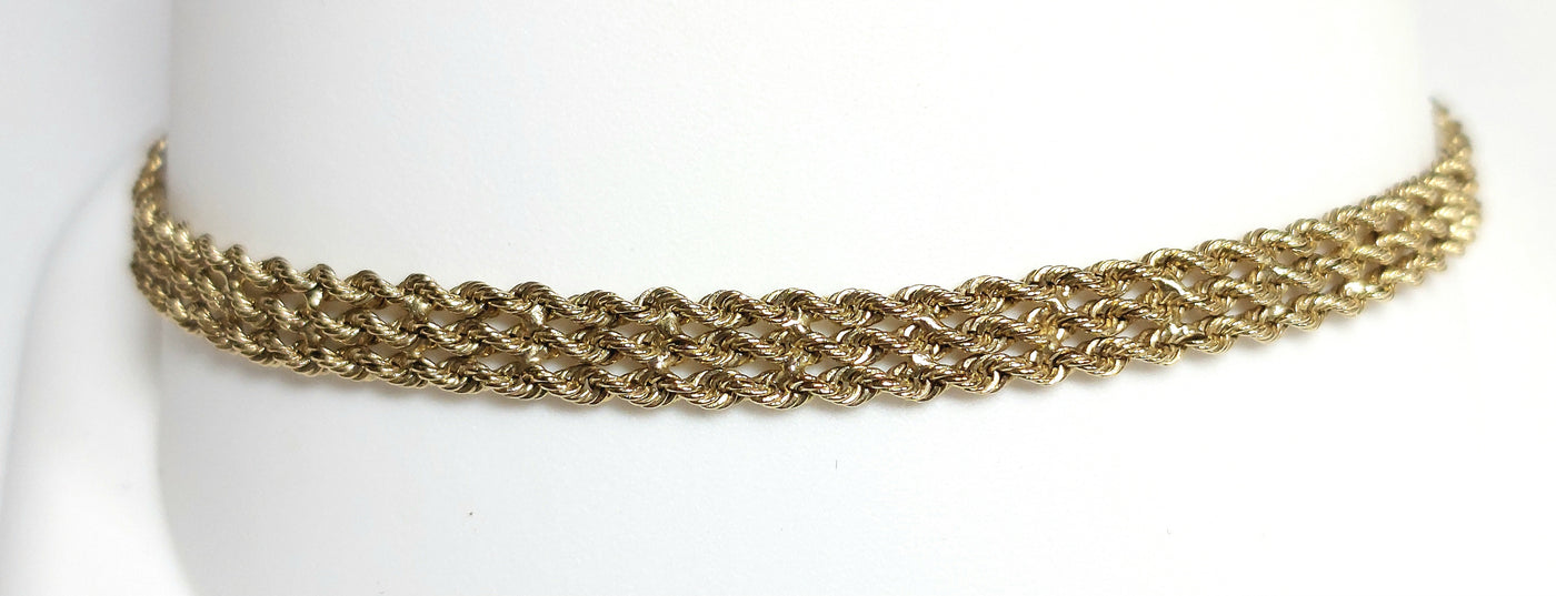 10KY 2.85mm Diamond-Cut Triple Rope Bracelet 8in