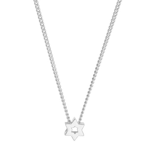 Platinum Finish SS Star of David Pendant on 18" Chain