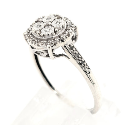 SS Round Diamond Cluster Ring