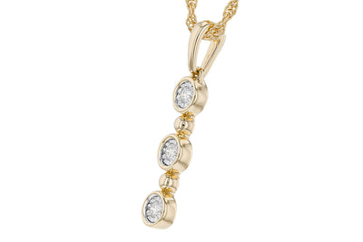 14K Yellow Gold Bubble Drop Diamond Necklace (18 inches)