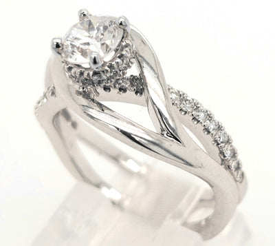 18K White Gold Asymmerical Split Shank Diamond Semi-Mount
