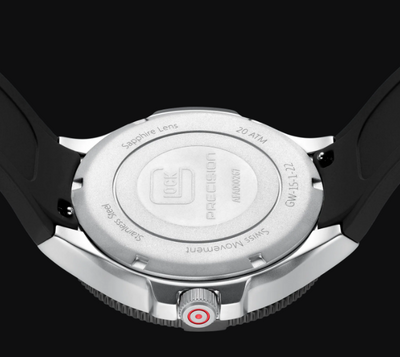 Gents Silver-tone Steel Glock Watch with Textured Black Dial