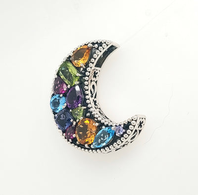 SS Multi Gemstone "Kala Moon Pendant"