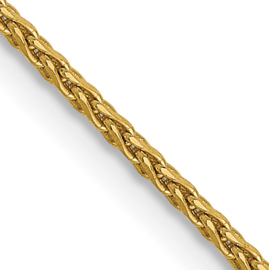 14KY 1mm Diamond-cut Round Wheat Chain with Lobster Claw