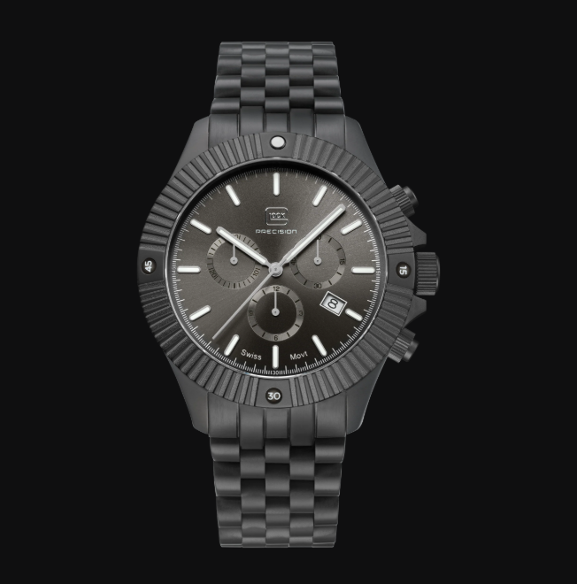 Gents Grey Steel Glock Watch with Grey Dial and Chronodial