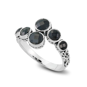 SS BYPASS RING WITH BLACK SPINEL